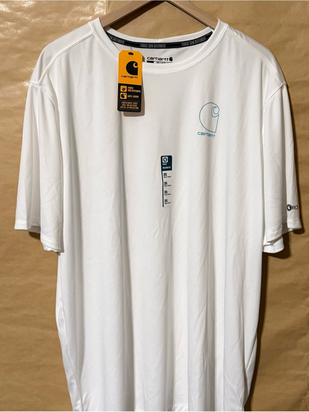 Carhartt Force Sun Defender T-Shirt Mens 2XL White UPF 50+ Relaxed Fit NWT